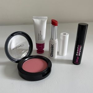 MAC blush + Glossier Zip + Glossier haze + Mascara